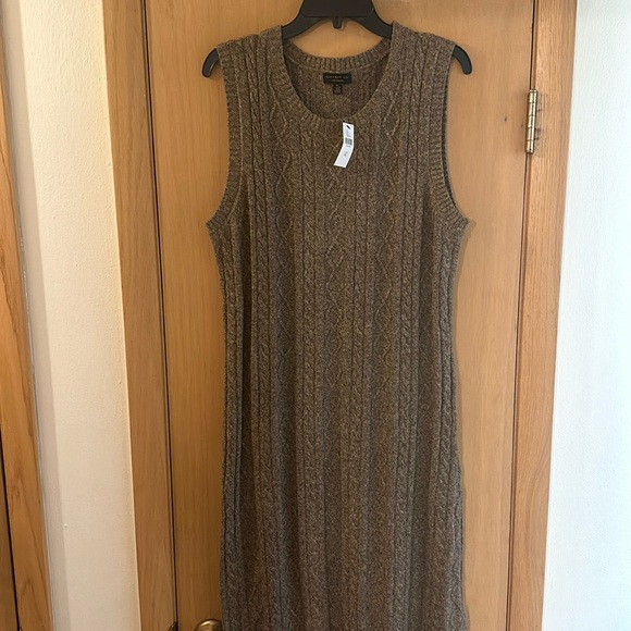 Anthropologie Current Air Cable Knit Sweater Midi Maxi Dress New Brown Size XL - Picture 2 of 12